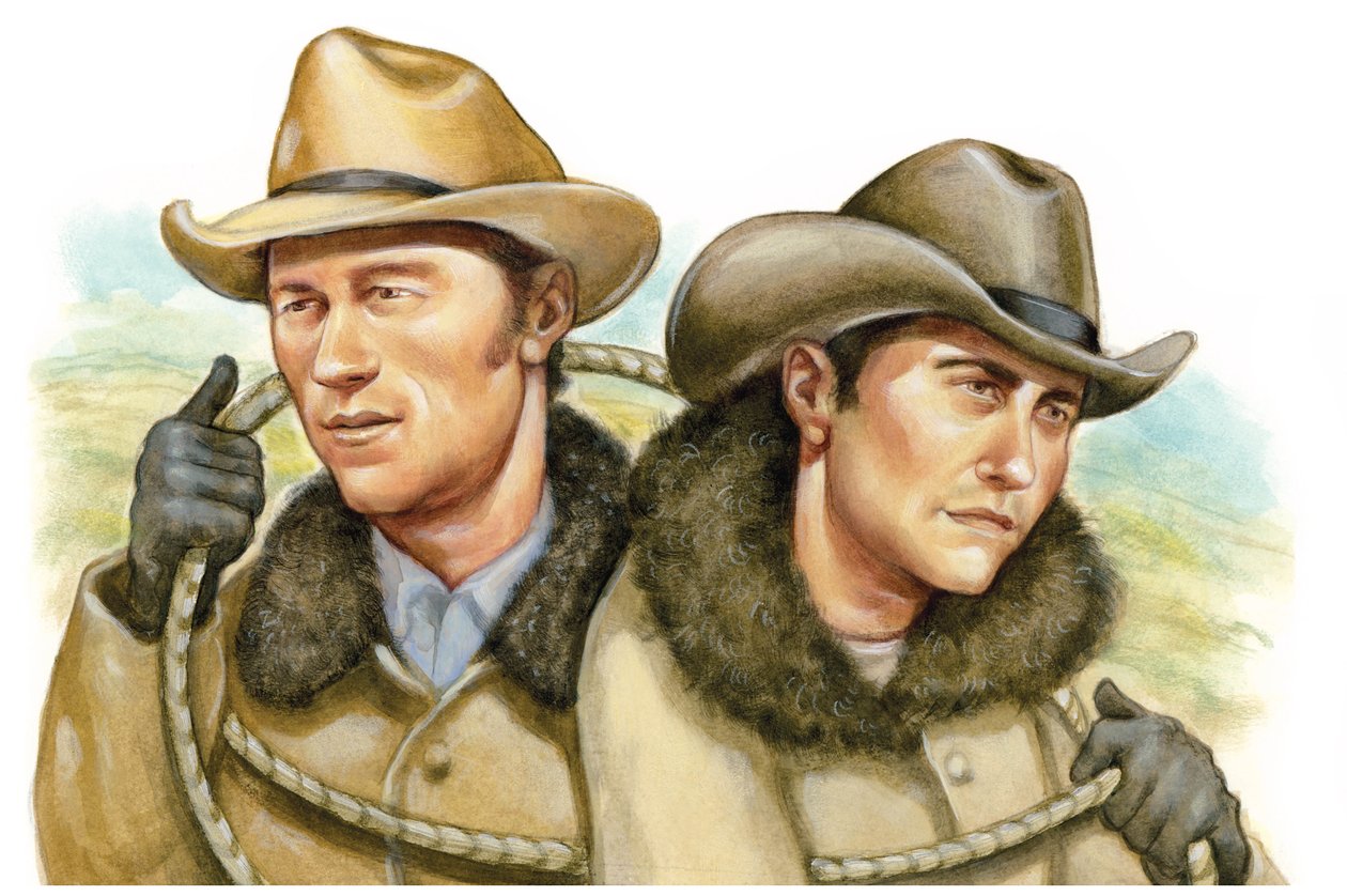 Brokeback Mountain, 2005 (akryl på illustrationsplade) af Anita Kunz