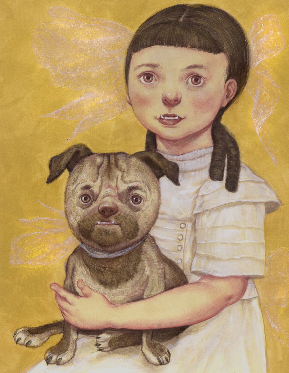 Girl With Stray, 2019 (akrylmaling på illustrationsplade) af Anita Kunz