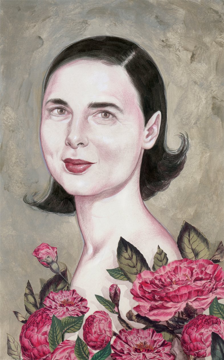 Isabella Rossellini, 2014 (akryl på illustrationsplade) af Anita Kunz