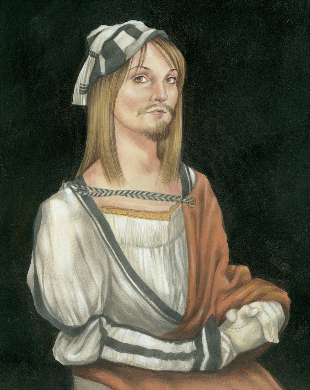 Selvportræt med ansigtshår, 2011 (akrylmaling på illustrationsplade) af Anita Kunz