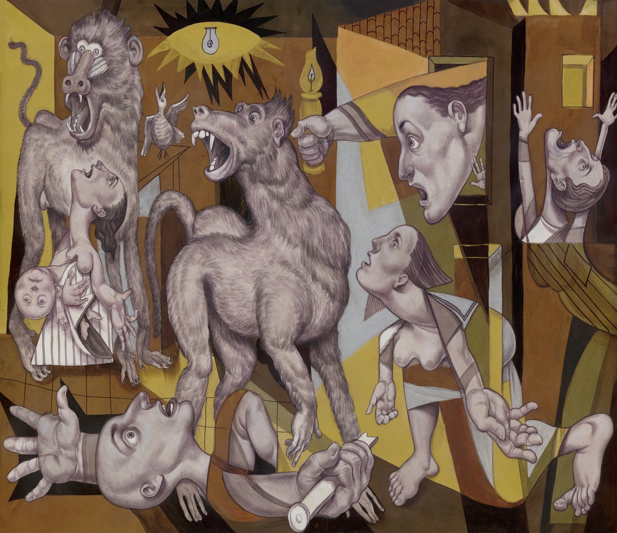 Guereza Guernica, 2018 (akrylmaling på illustrationsplade) af Anita Kunz