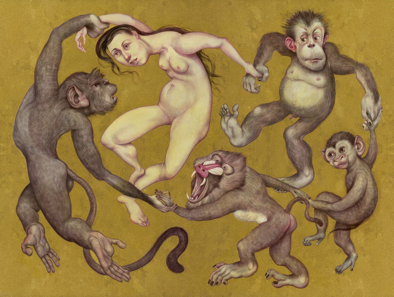 Tamarin-danserne, 2015 (akrylmaling på illustrationsplade) af Anita Kunz