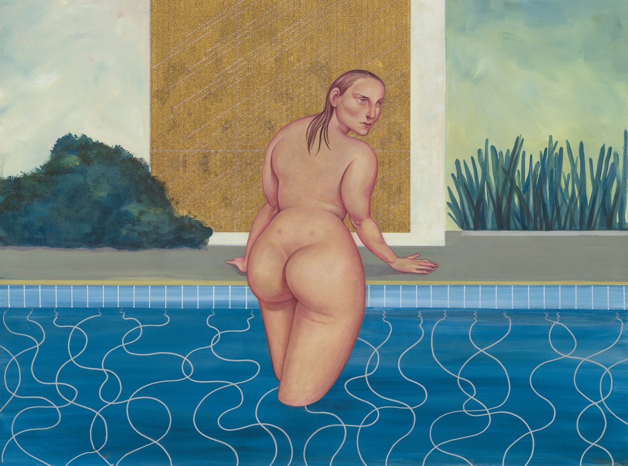 Kvinden i poolen, 2016 (akrylmaling på illustrationsplade) af Anita Kunz