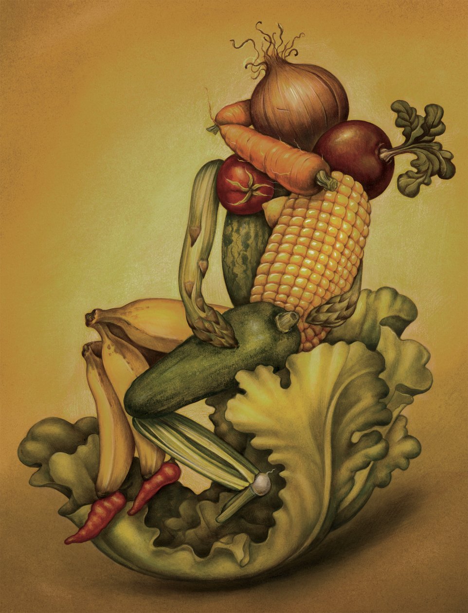 Vegansk kys, 2010 (akrylmaling på illustrationsplade) af Anita Kunz