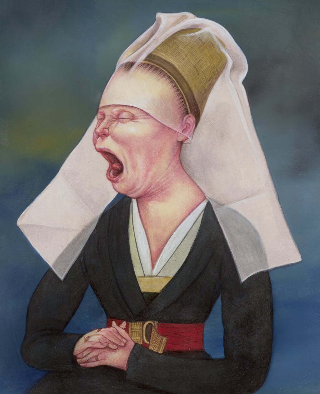 Woman Being Mansplained, 2018 (akrylmaling på illustrationstavle) af Anita Kunz