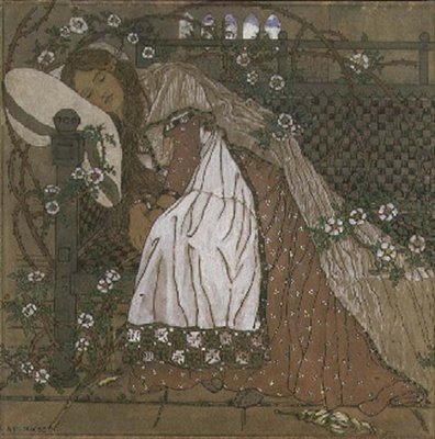 Illustration til Tornerose af Charles Perrault (1628-1703) af Ann MacBeth