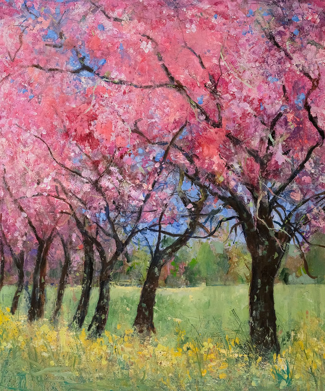 Cherry Blossom in the Meadow, 2022 (akryl) af Ann Oram