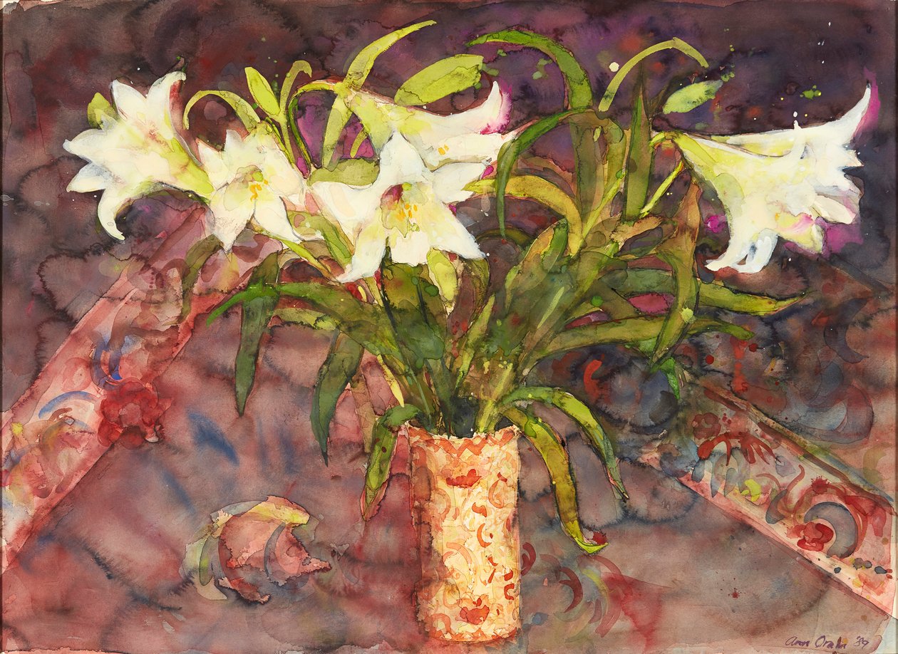 Lillies (akvarel) af Ann Oram