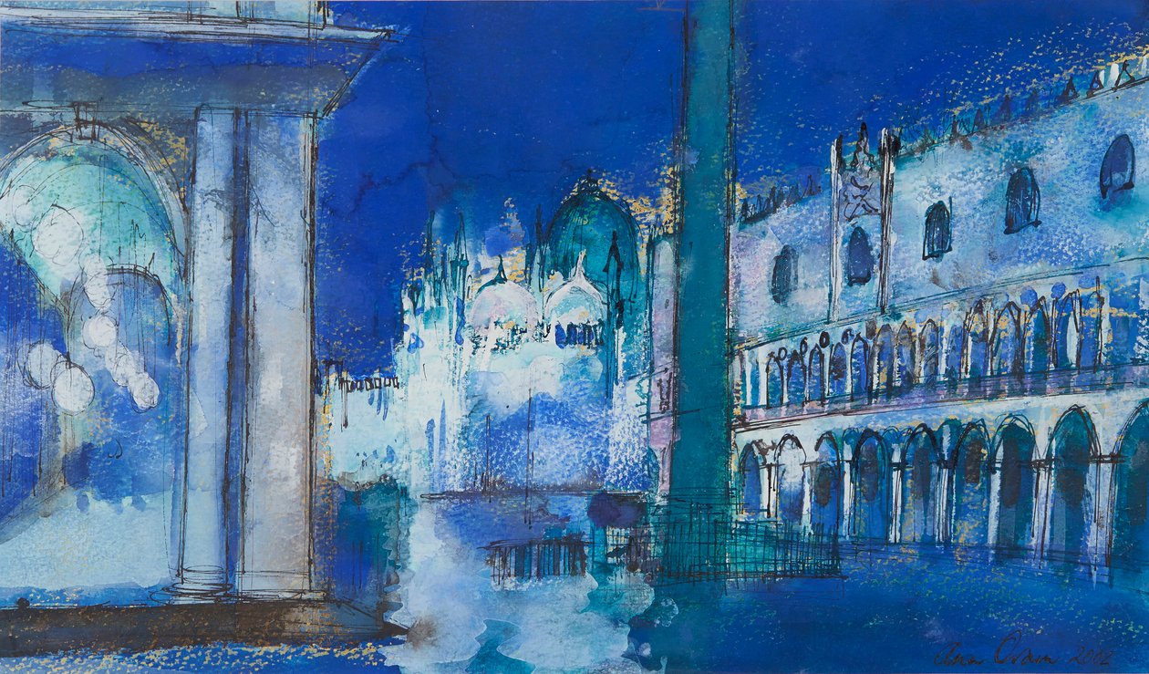 Venedig (blæk og akvarel) af Ann Oram