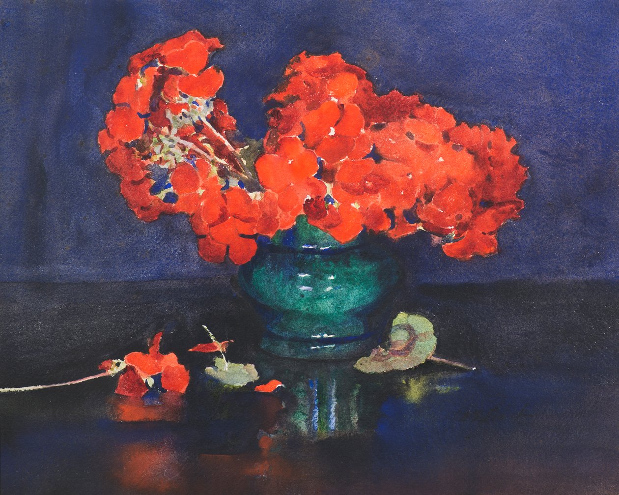 Geranier (akvarel) af Ann Spence Black