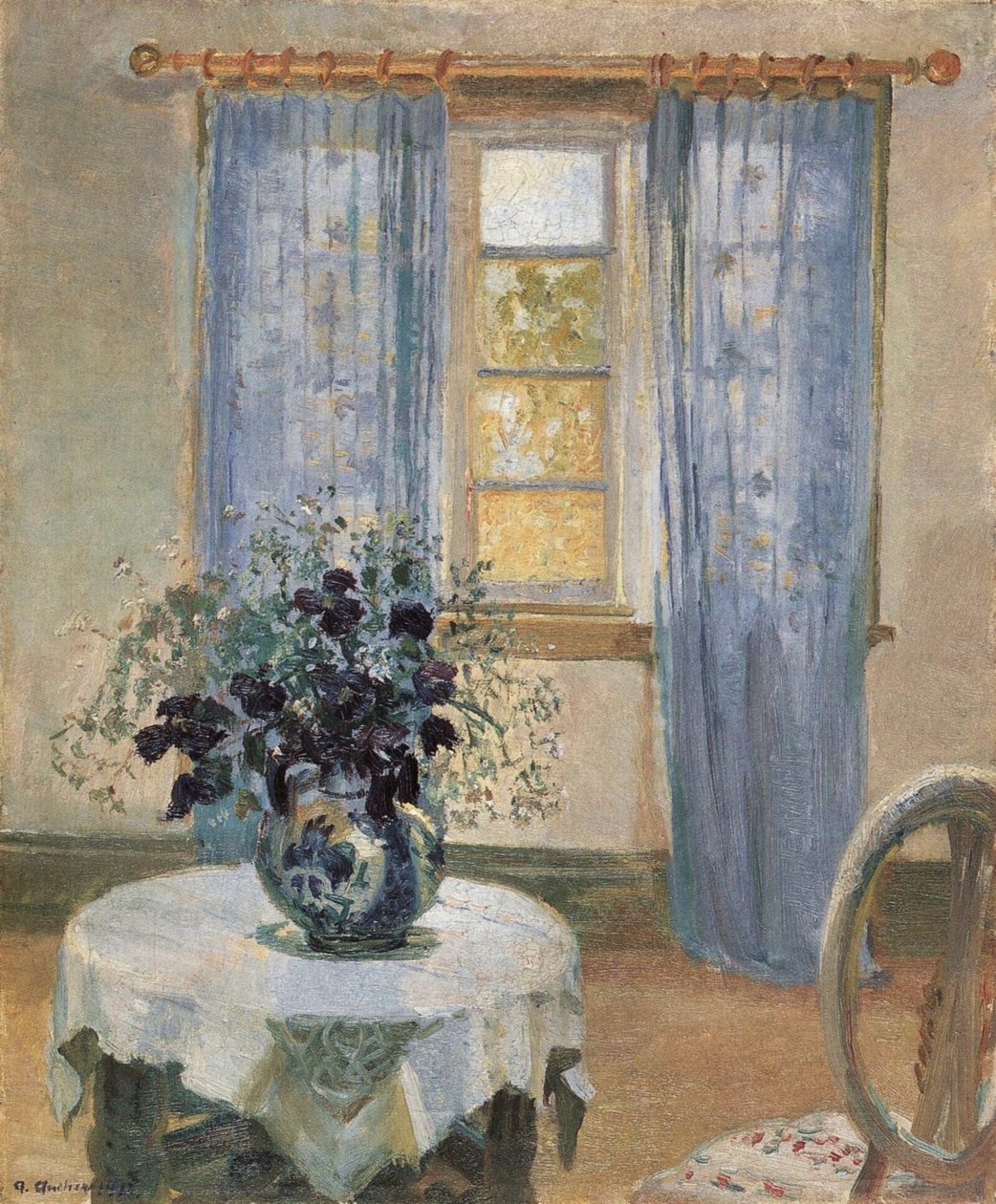 Blå klematis i kunstnerstudiet af Anna Ancher