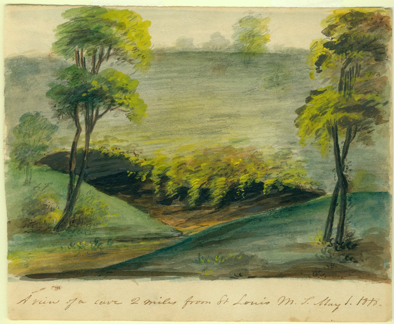 En udsigt over en hule, 2 miles fra St. Louis, Missouri Territory af Anna Maria von Phul
