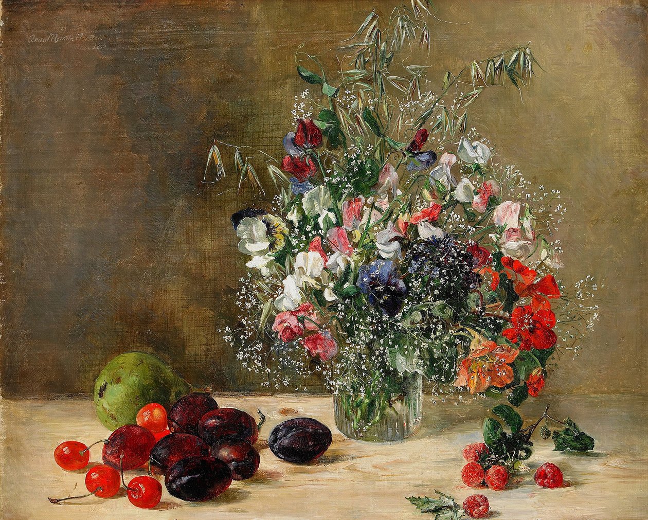 Stilleben med blomster og frugter af Anna Munthe Norstedt