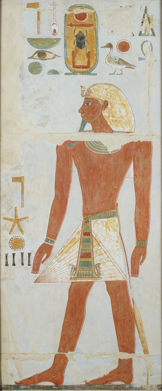 Kopi af vægmaleri, Deir el Bahri Store Tempel, Anubis kapel, 20. århundrede af Anna