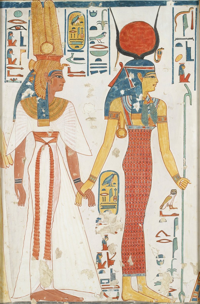 Kopi af vægmaleri fra dronningens grav 66 af Nefertari, Theben, 20. århundrede af Anna