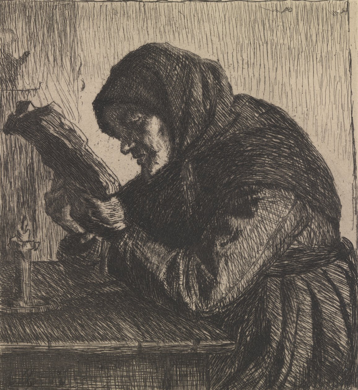 Læsende gammel kone af Anna Ancher