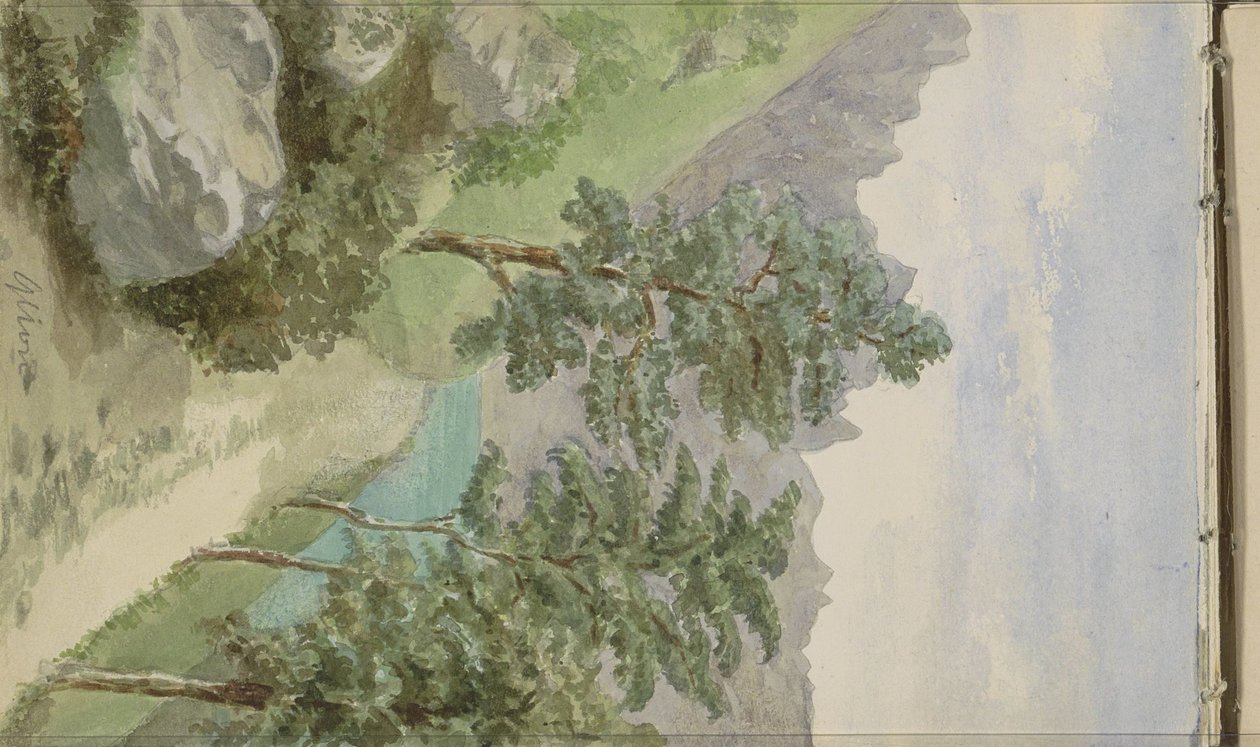 Bjerglandskab med vand ved Glion af Anna Catharina Maria van Eeghen (possibly)