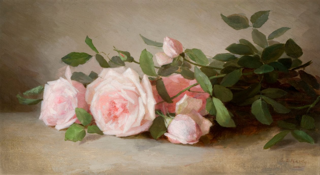 Stilleben med roser 1880 (olie på lærred) af Anna Eliza Hardy