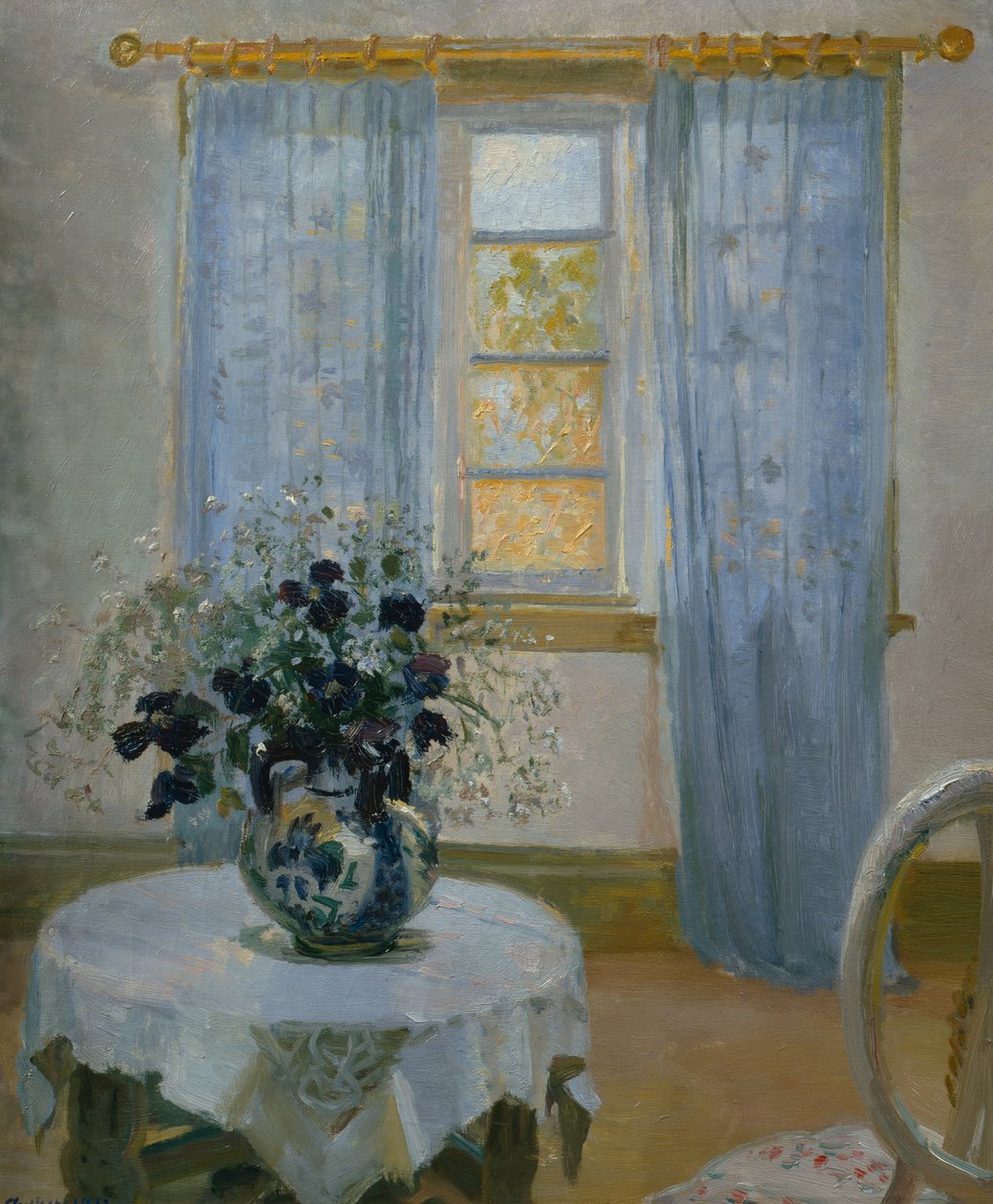 Interiør med klematis (blomst) af Anna Kirstine Ancher