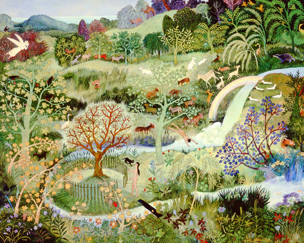 Et æble om dagen, 2005 (akryl) af Anna Pugh