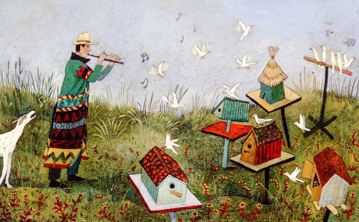BirdPiper, 2001 (akryl) af Anna Pugh