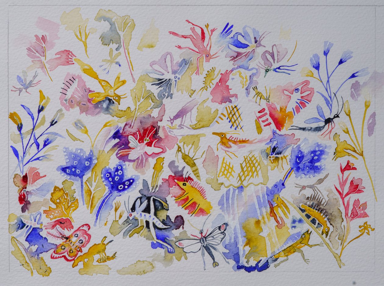 Bug World, 2023 (akvarel) af Anna Pugh