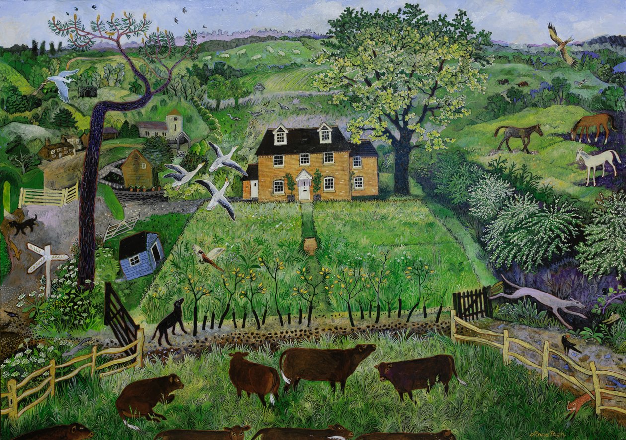 Cedar Cottage, 2016 (akryl) af Anna Pugh