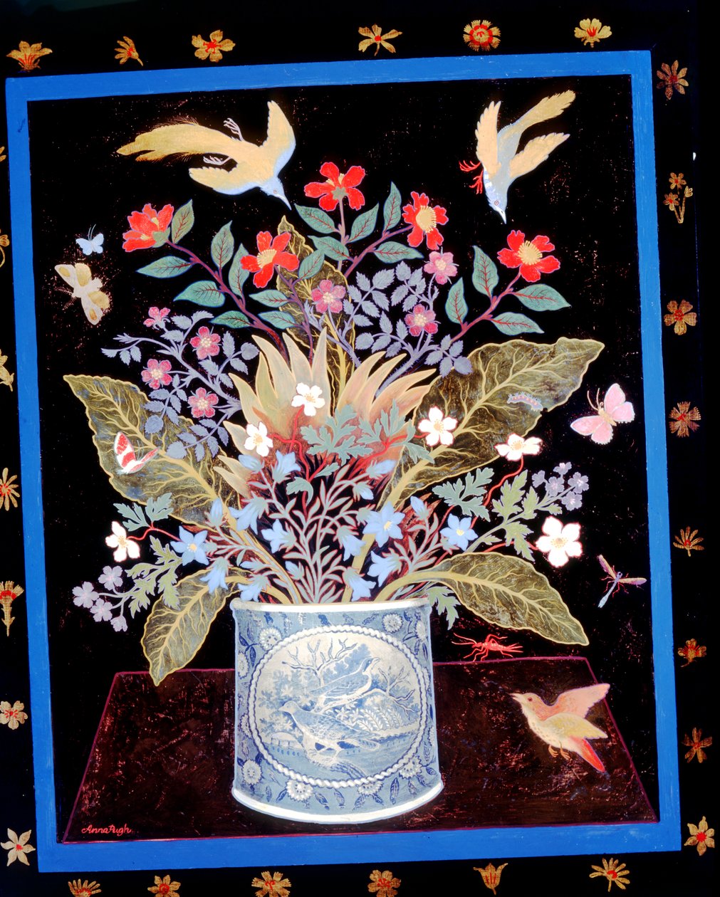 Blomster i et blåt krus af Anna Pugh
