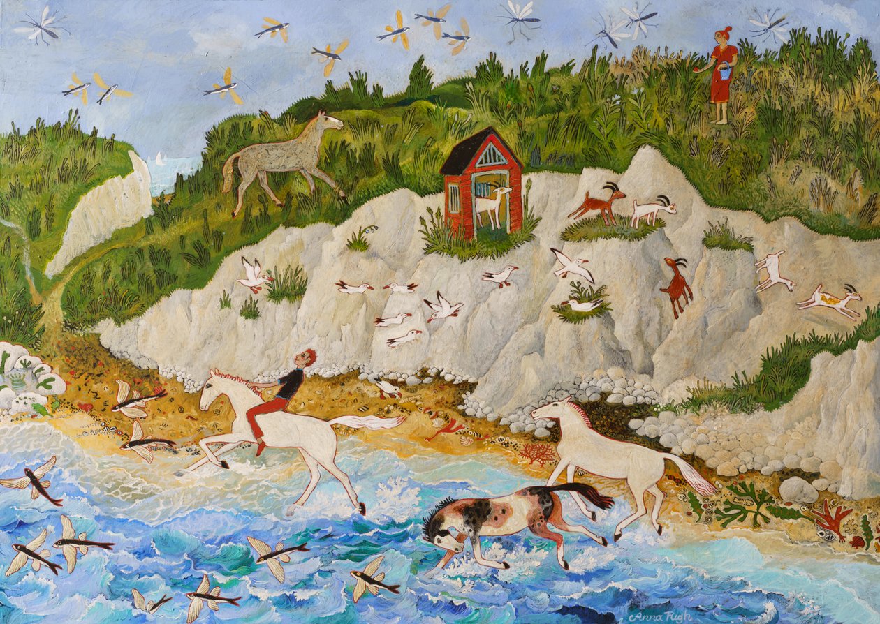 Flyvende fisk, 2020 (akryl) af Anna Pugh