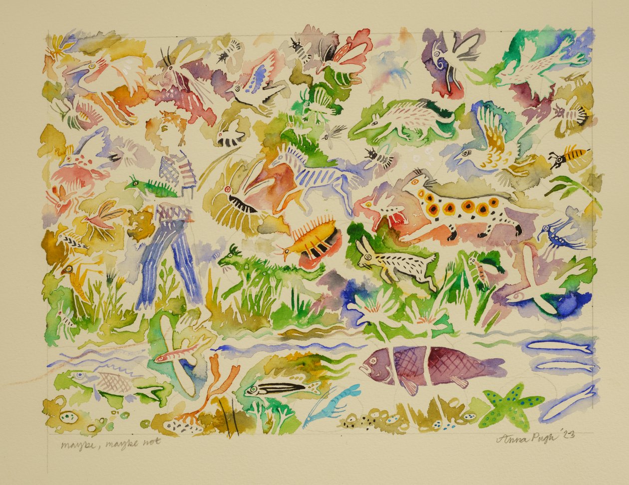 Måske, måske ikke, 2023 (akvarel) af Anna Pugh