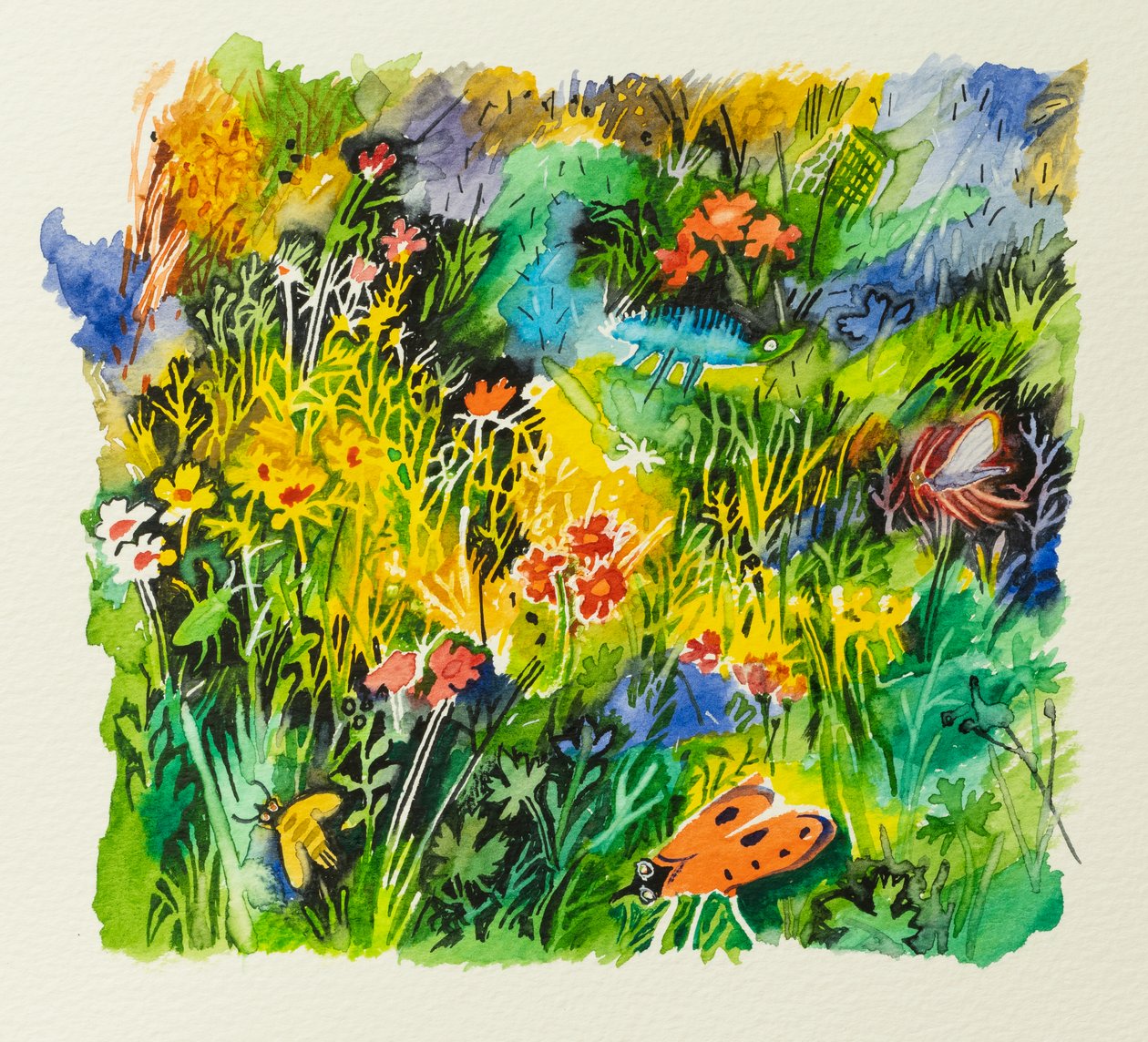 Meadow Bugs, 2023 (akvarel) af Anna Pugh