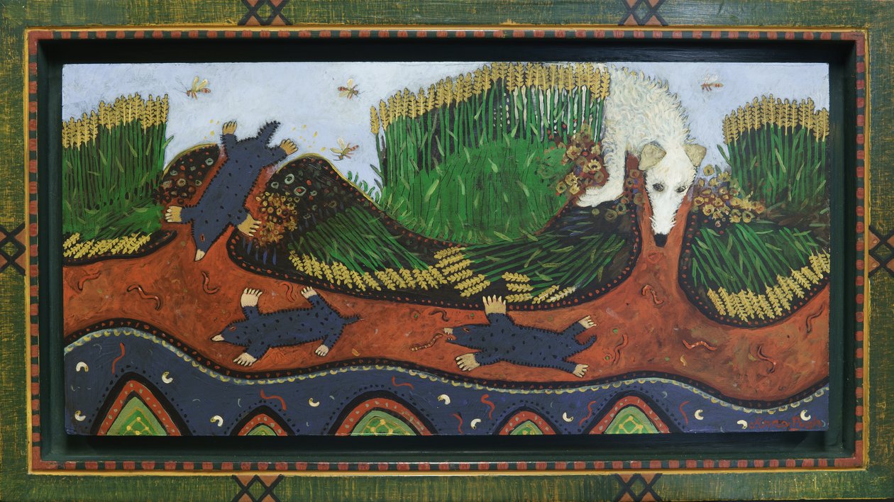 Muldvarp på bakken, 2016 (akryl) af Anna Pugh