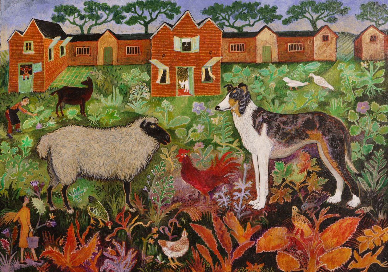 Rød hane, 2019 (akryl) af Anna Pugh