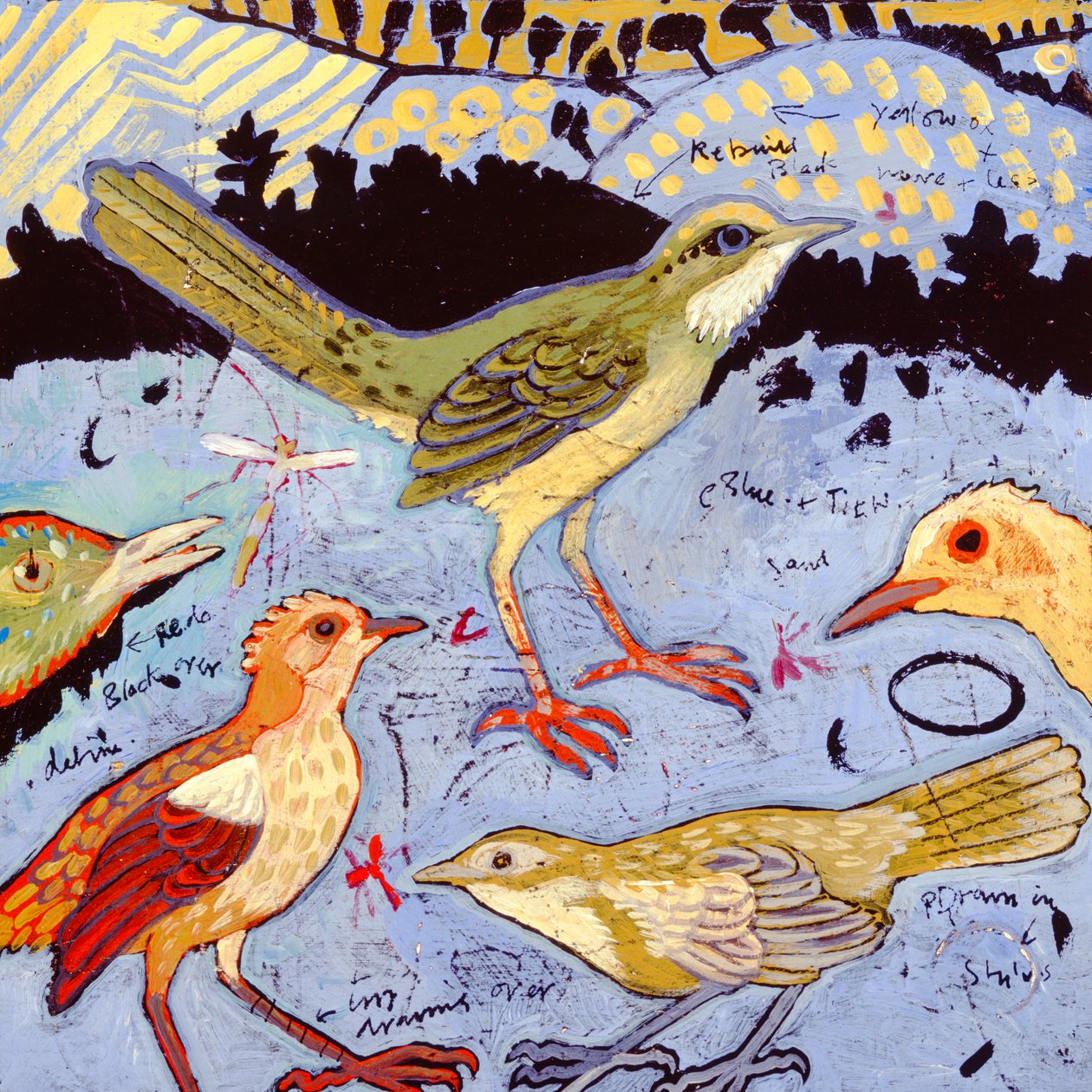 Små fugle, 2006 (akryl) af Anna Pugh