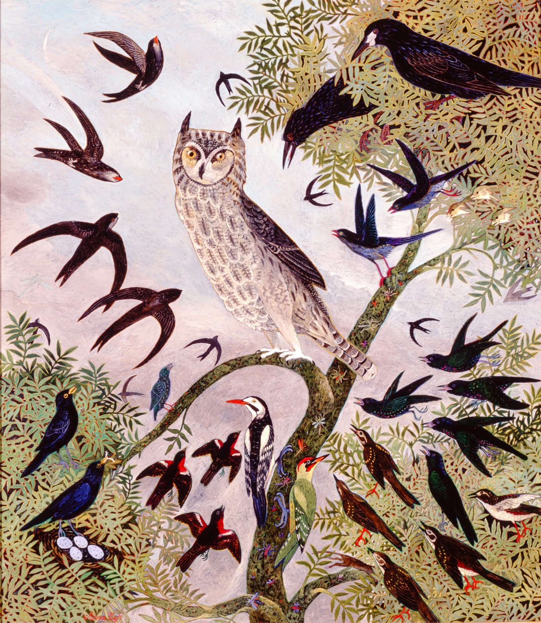 Pinde og sten, 2000 (akryl) af Anna Pugh