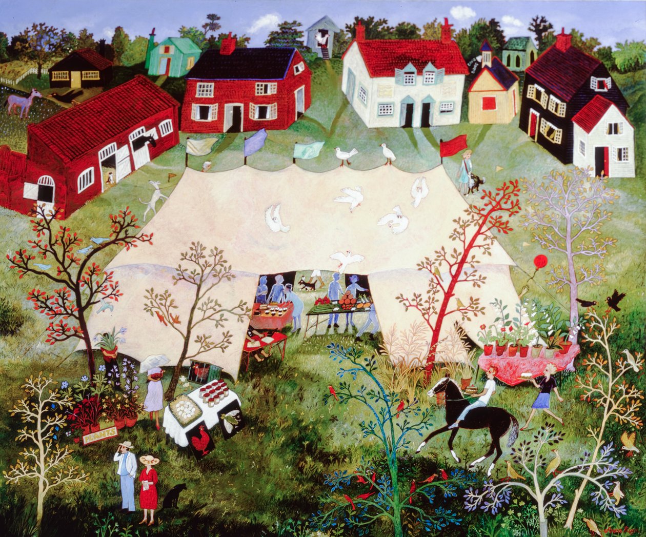 Venter på præsten, 2010 (akryl) af Anna Pugh