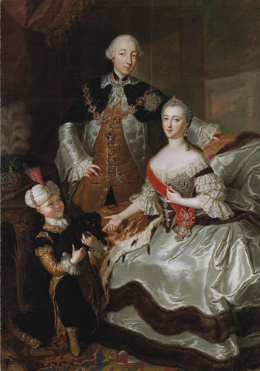 Peter III og Katarina II af Rusland med deres søn Paul, ca. 1756 af Anna Rosina Lisiewska