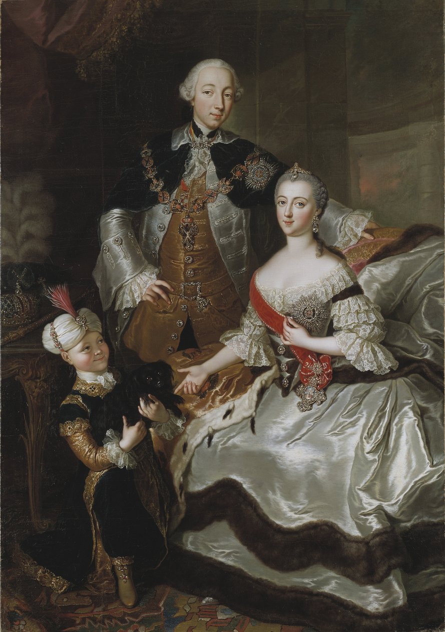 Pierre III Fiodorovitch, empereur de Russie et Catherine Alexeivna (Catherine II) - Portræt af storhertug Pyotr Fyodorovitch og storhertuginde Catherine Alekseyevna, af Lisiewska, Anna Rosina (1713-1783). Olie på lærred af Anna Rosina Lisiewska