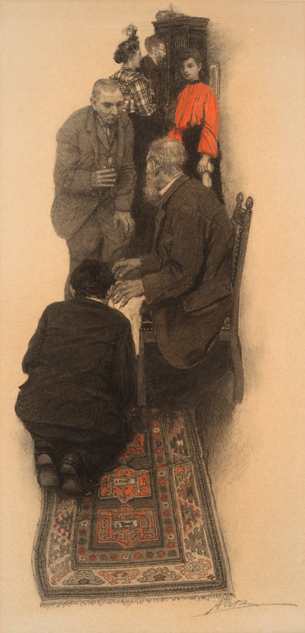 Insisterede på at støve deres sko... (pastel på papir) af Anna Whelan Betts