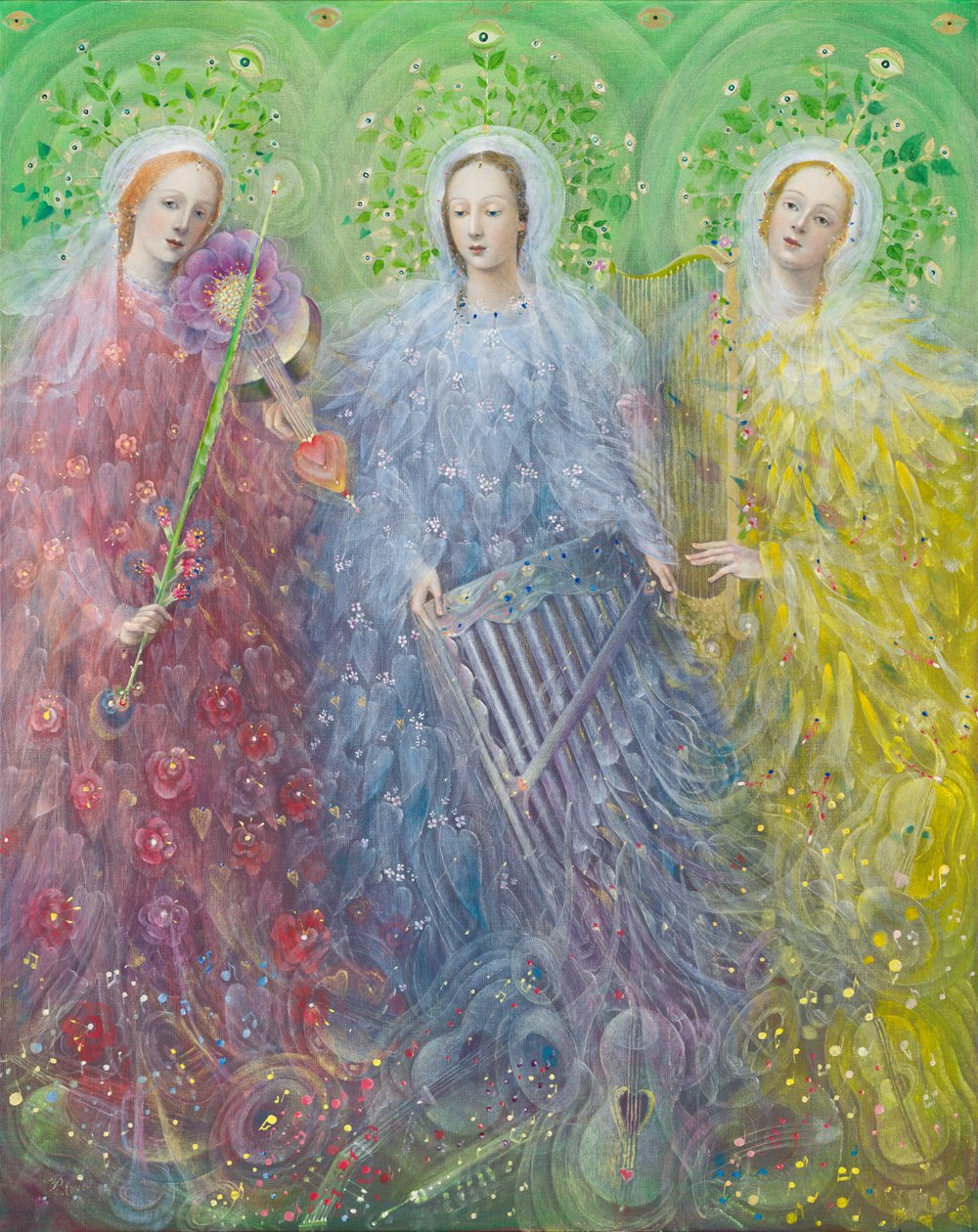 Messe for tre stemmer, 2016 (olie på belgisk linned) af Annael Anelia Pavlova