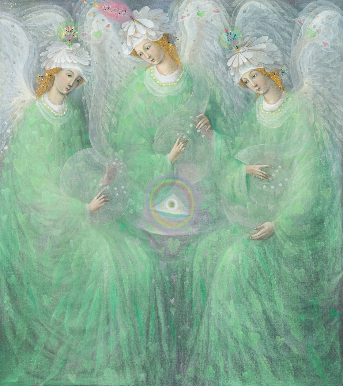 The Revelations of Spring (diptych), venstre panel, 2012 (olie på belgisk linned) af Annael Anelia Pavlova