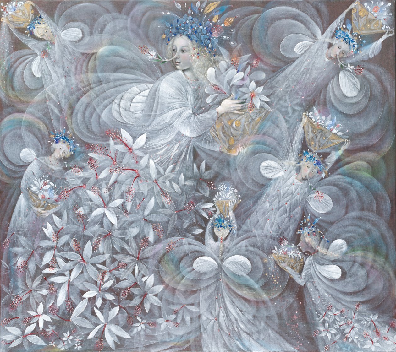 Den hvide hibiscus, 2009 (olie på belgisk linned) af Annael Anelia Pavlova