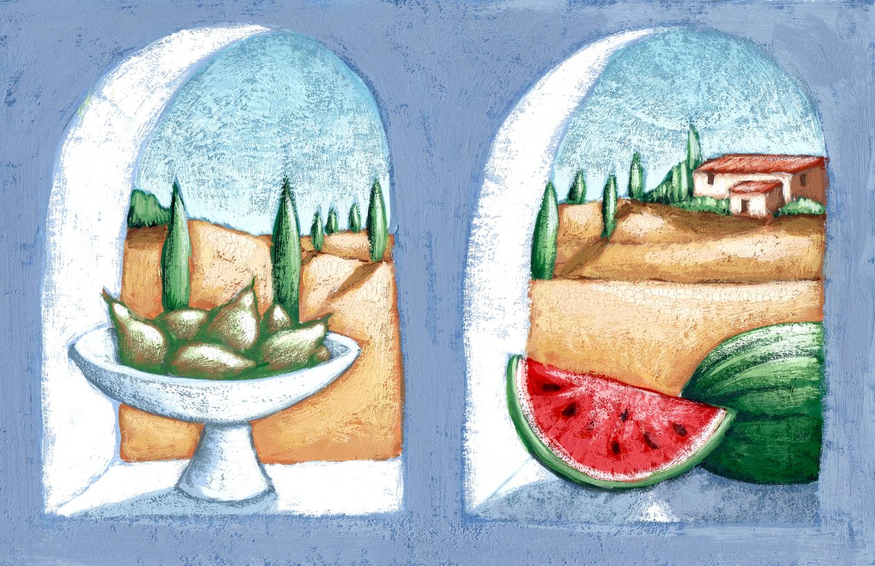 Italiensk landskab, 2010 (gouache) af Annalisa Morrocco