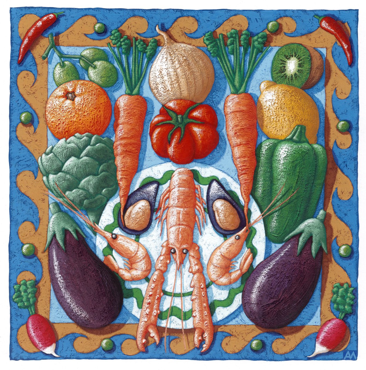 Langoustine, 2000 (gouache) af Annalisa Morrocco