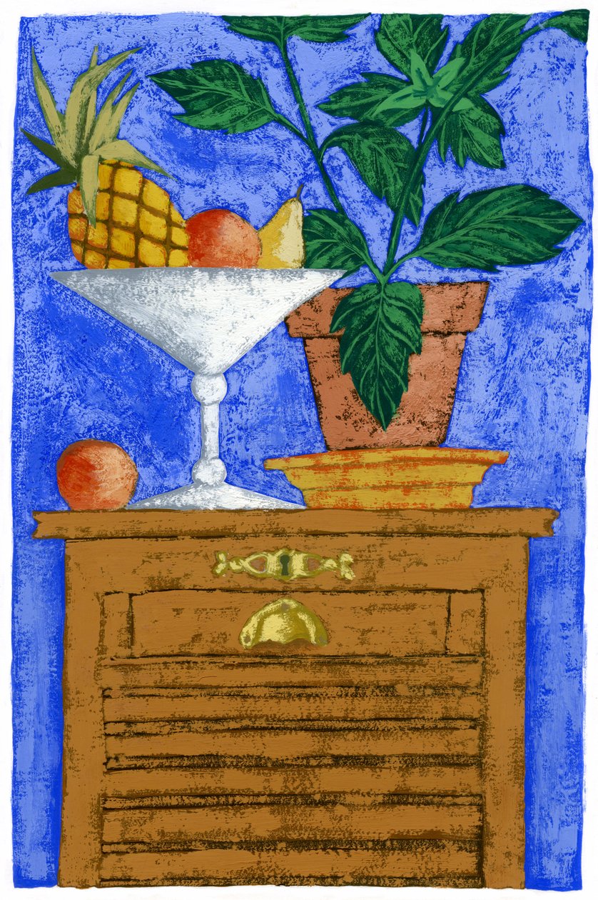 Stilleben med ananas, 2010 (gouache) af Annalisa Morrocco
