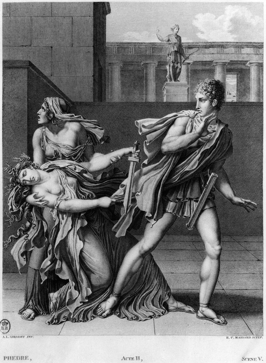 Phaedra, Oenone og Hippolytus, illustration fra akt II Scene 5 af 