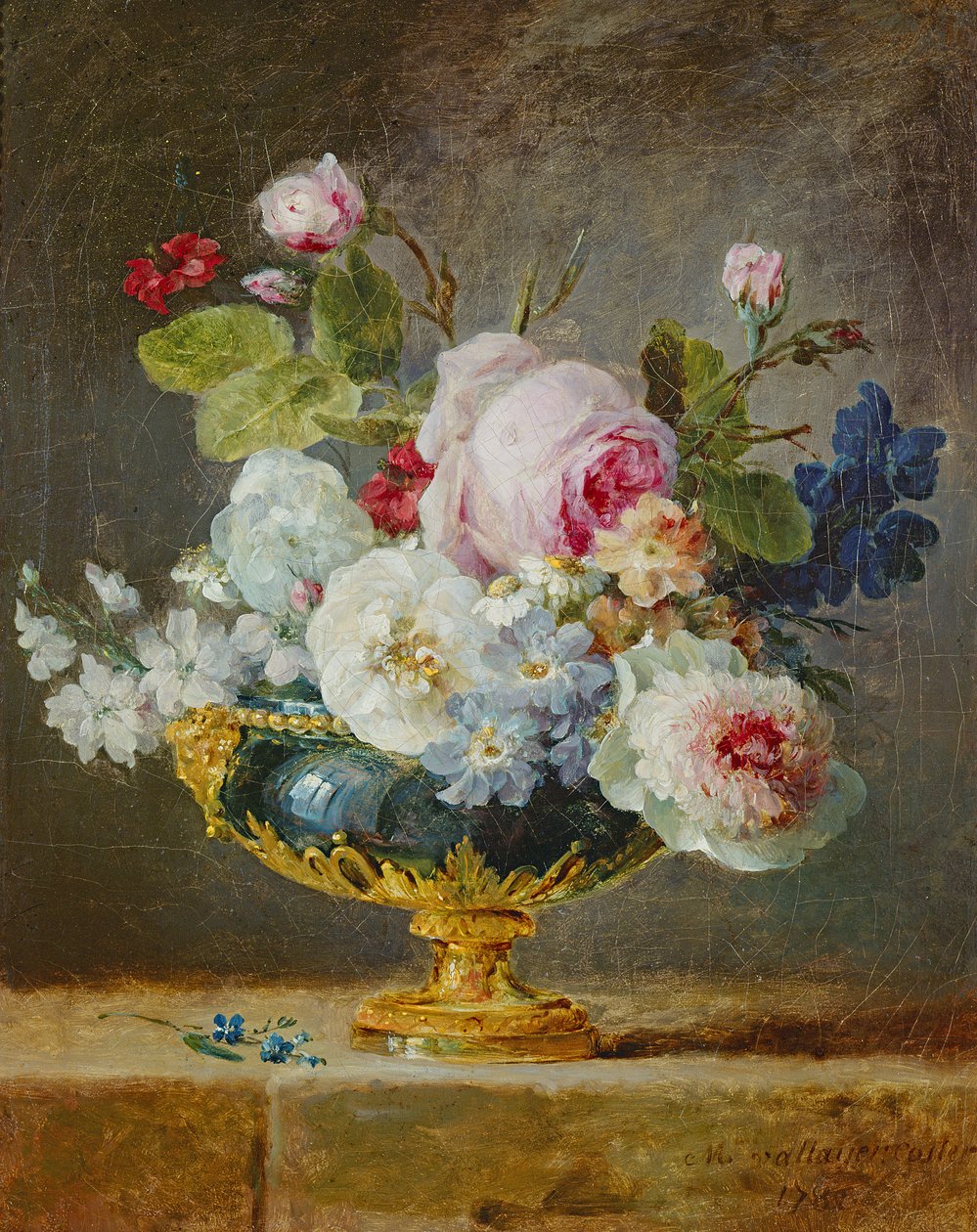 Blomster i en blå vase, 1782 af Anne Vallayer Coster