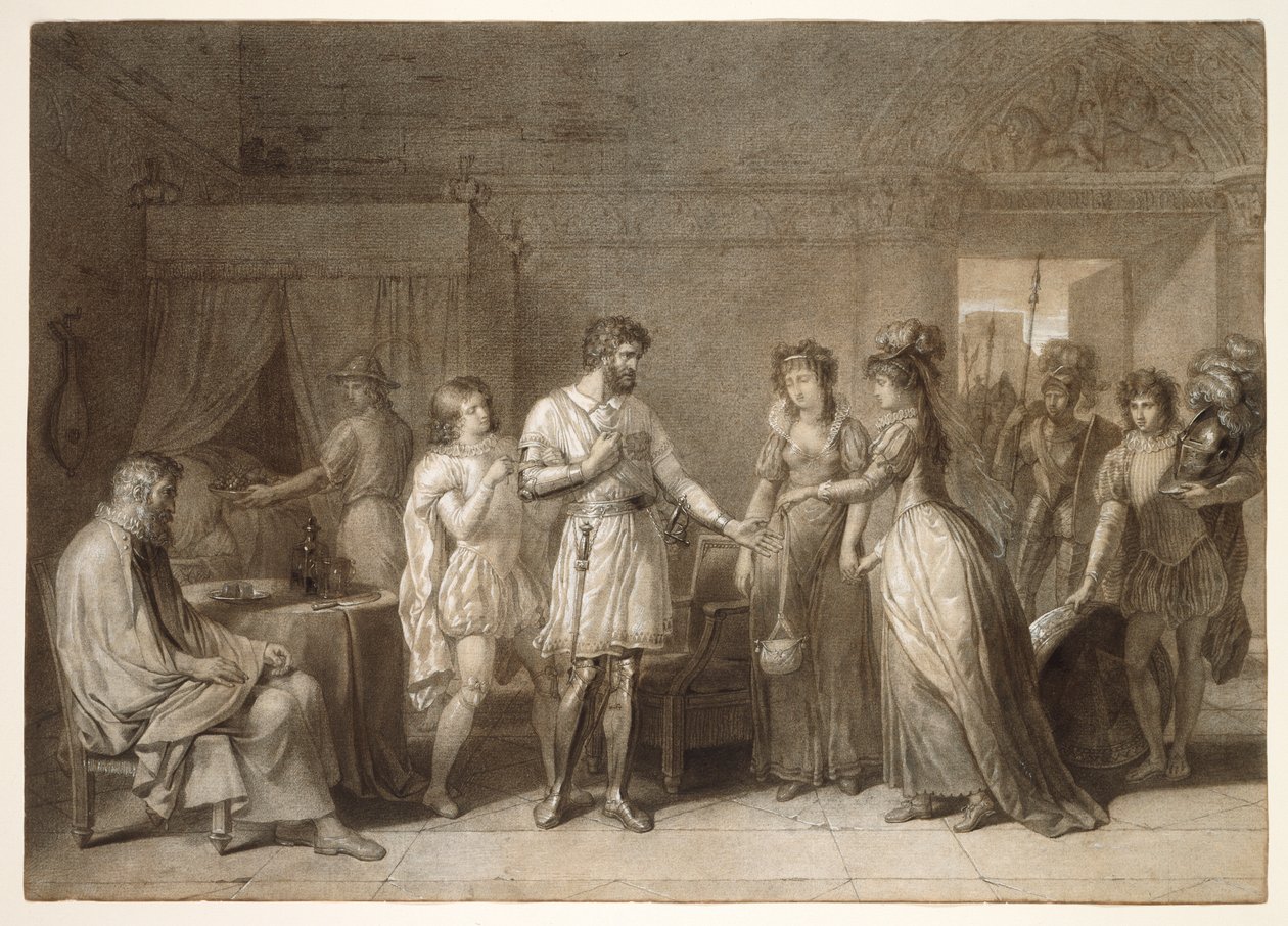 Bayard nægter at modtage gaver fra sin værtinde i Brescia af Anne-Louis Girodet de Roucy-Trioson