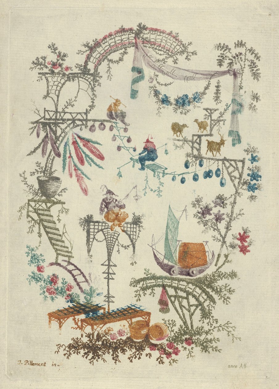 Chinoiserie fra New Suite of Chinese Arabesque Notebooks, 1790-99. af Anne Allen