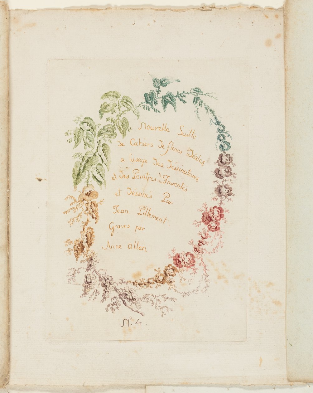Titelsiden, fra New Suite of Notebooks of Ideal Flowers for Use by Draftmen and Painters (Ny serie notesbøger med ideelle blomster til brug for tegnere og malere) af Anne Allen